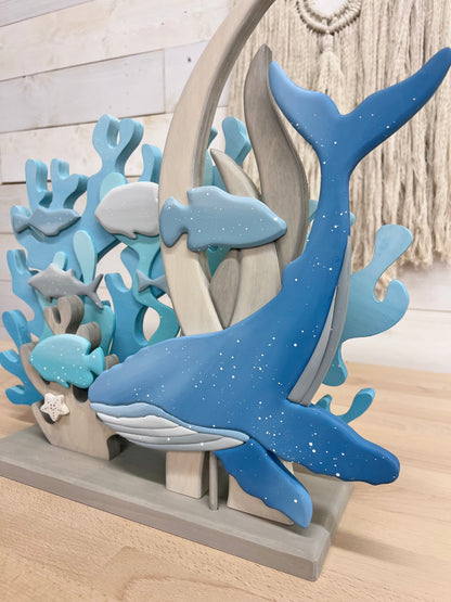 3-D Underwater Whale Table Sitter