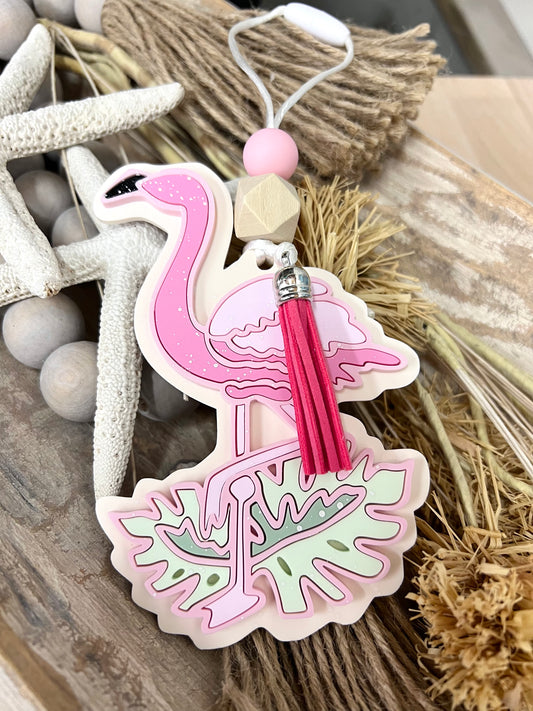 DOUBLE-SIDED Flamingo Car Charm