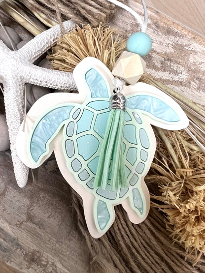 DOUBLE-SIDED Sea Turtle Car Charm