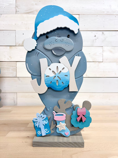 MANATEE TABLE SITTER Christmas Hat & Hands